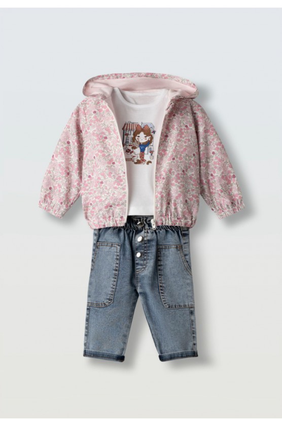 Βρεφικό Σετ 3τμχ για μικρό κορίτσι ΕΒΙΤΑ 266512 ροζ