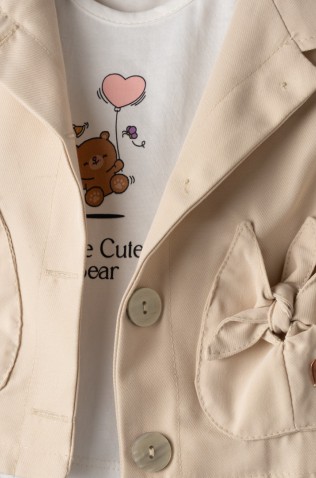 Βρεφικό Σετ 3τμχ για μικρό κορίτσι ΕΒΙΤΑ 266518 εκρού