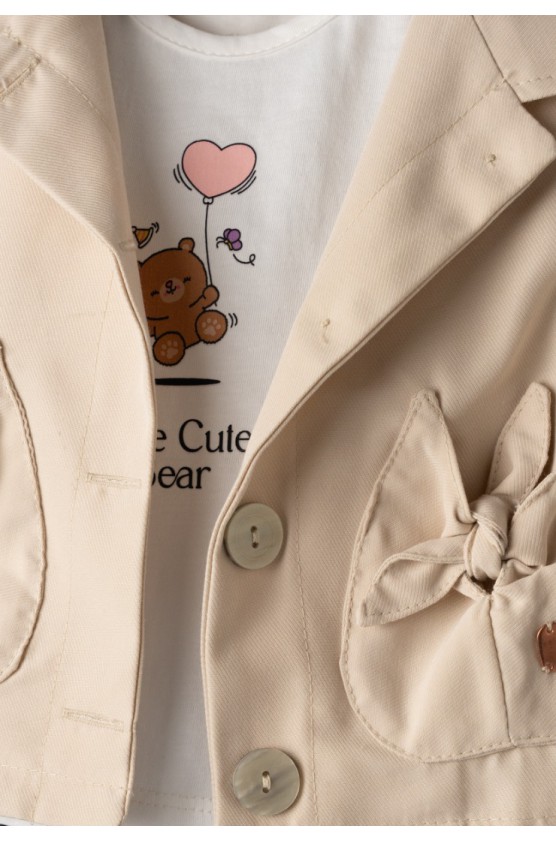 Βρεφικό Σετ 3τμχ για μικρό κορίτσι ΕΒΙΤΑ 266518 εκρού