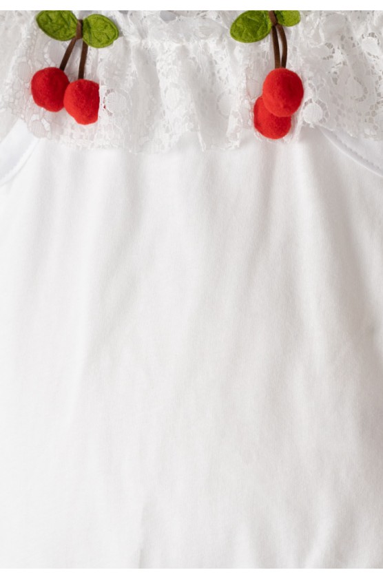 Σετ κορμάκι φουστίτσα και καπέλο για μικρό κορίτσι ΕΒΙΤΑ 266523 λευκό-κόκκινο