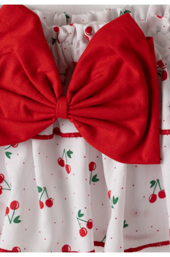 Σετ κορμάκι φουστίτσα και καπέλο για μικρό κορίτσι ΕΒΙΤΑ 266523 λευκό-κόκκινο