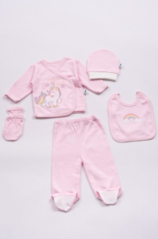 Βρεφικό Σετ 5τμχ για μωρό κορίτσι ΕΒΙΤΑ ΜΙ-45 ροζ