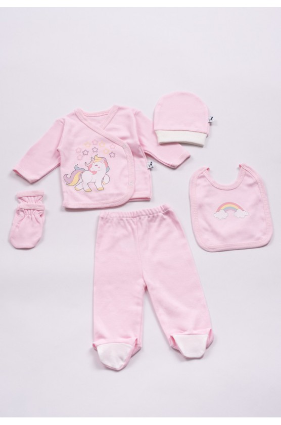 Βρεφικό Σετ 5τμχ για μωρό κορίτσι ΕΒΙΤΑ ΜΙ-45 ροζ