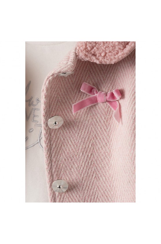 Σετ μπλούζα , σορτς και πανωφόρι για μικρά κορίτσια EBITA 243230 ροζ