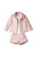 Σετ μπλούζα , σορτς και πανωφόρι για μικρά κορίτσια EBITA 243230 ροζ