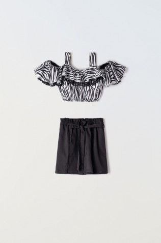 Σετ μπλούζα  Crop top και σορτσάκι για  κορίτσια EBITA 242059 μαύρο