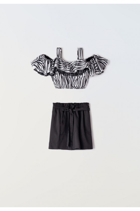 Σετ μπλούζα  Crop top και σορτσάκι για  κορίτσια EBITA 242059 μαύρο