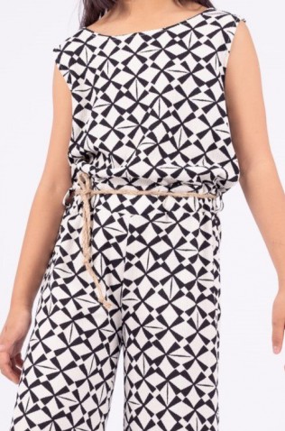 Ολοσωμή παντελόνα για κορίτσια EBITA 242089 εκρού-μαύρο