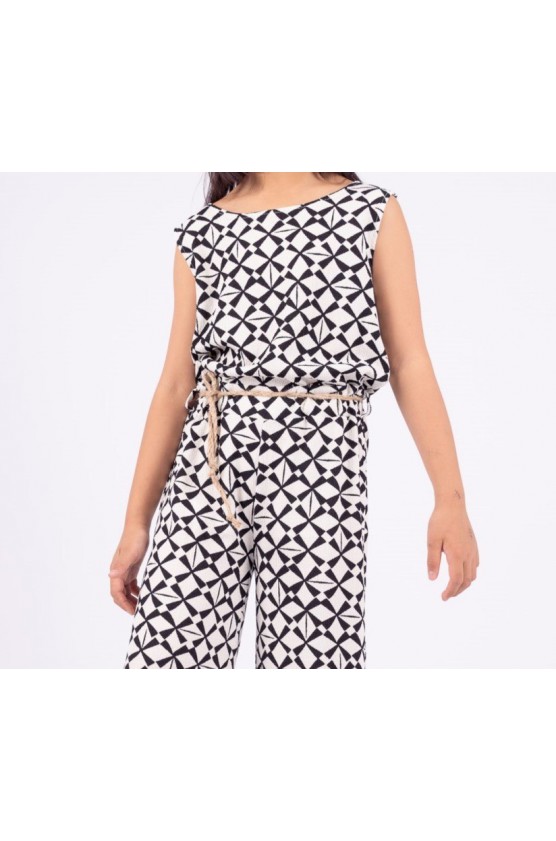 Ολοσωμή παντελόνα για κορίτσια EBITA 242089 εκρού-μαύρο