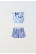 Σετ μπλούζα  Crop top και σορτσάκι παγιέτα για  κορίτσια EBITA 242109 γαλάζιο
