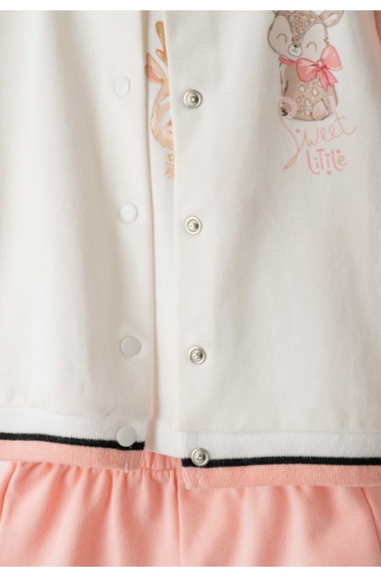 Σετ ζακέτα , μπλούζα και φόρμα  για μικρό κορίτσι ΕΒΙΤΑ 254502 Σομόν