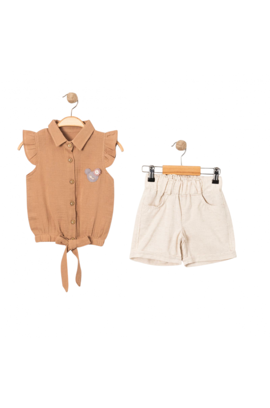 ΣΕΤ ΠΟΥΚΑΜΙΣΟ ΜΕ ΣΟΡΤΣ ΓΙΑ  ΜΙΚΡΟ ΚΟΡΙΤΣΙ ECCO KIDS 3886 ΜΠΕΖ- ΚΑΦΕ