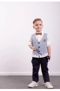 Σετ πουκάμισο, παντελόνι, γιλέκο και παπιγιόν  για μικρό αγόρι Hashtag 242840 μπλε