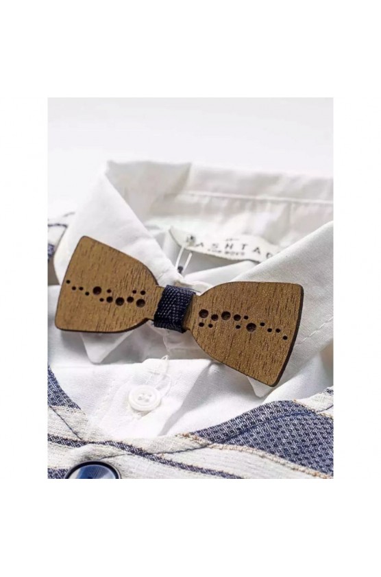 Σετ πουκάμισο, βερμούδα, γιλέκο και παπιγιόν  για μικρό αγόρι Hashtag 242601 μπλε