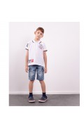 Μπλούζα  polo κοντομάνικη για  αγόρι Hashtag 242758 λευκό