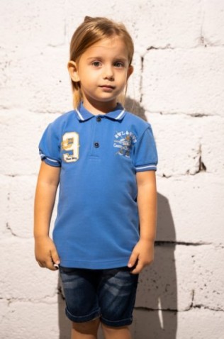 Σετ μπλούζα polo και βερμούδα  για μικρό αγόρι Hashtag 242813  μπλε ρουά