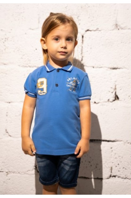 Σετ μπλούζα polo και βερμούδα  για μικρό αγόρι Hashtag 242813  μπλε ρουά
