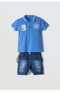Σετ μπλούζα polo και βερμούδα  για μικρό αγόρι Hashtag 242813  μπλε ρουά