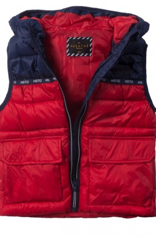 Αμάνικο Γιλέκο Με Κουκούλα για μικρά αγόρια HASHTAG 242818 Κόκκινο