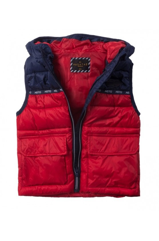 Αμάνικο Γιλέκο Με Κουκούλα για μικρά αγόρια HASHTAG 242818 Κόκκινο