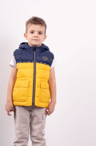 Αμάνικο Γιλέκο Με Κουκούλα για μικρά αγόρια HASHTAG 242818 Κίτρινο