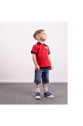 Σετ μπλούζα polo και βερμούδα  για μικρό αγόρι Hashtag 242830 κόκκινο