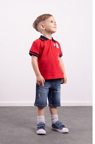 Σετ μπλούζα polo και βερμούδα  για μικρό αγόρι Hashtag 242830 κόκκινο