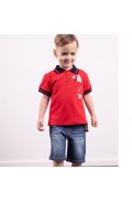 Σετ μπλούζα polo και βερμούδα  για μικρό αγόρι Hashtag 242830 κόκκινο
