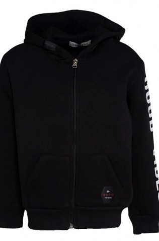 Ζακέτα Φούτερ με Κουκούλα Hashtag 243708 Μαύρο