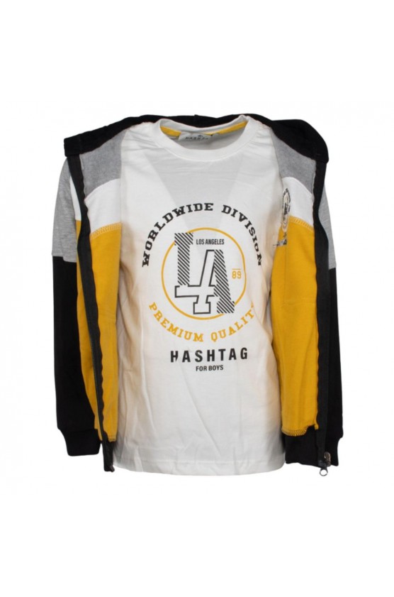Σετ φόρμας με ζακέτα  για μικρό αγόρι Hashtag 243829 κιτρινό-μαύρο
