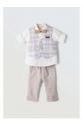 Σετ πουκάμισο, παντελόνι, γιλέκο και παπιγιόν  για μικρό αγόρι Hashtag 254607 Λευκό-Μπεζ