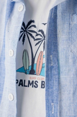 Σετ  πουκάμισο, μπλούζα και  βερμούδα  για μικρό αγόρι Hashtag 254613 μπλε 