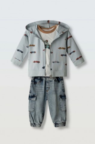 Σετ φόρμας με ζακέτα για μικρό αγόρι Hashtag 254619 Σιέλ