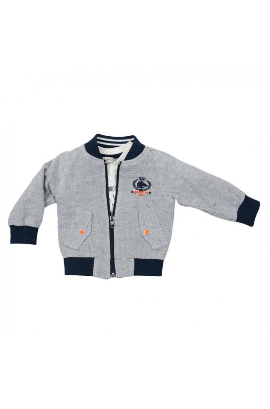 Σετ μπουφάν, μπλουζάκι και παντελόνι για μικρό αγόρι Hashtag 254626 γκρι -μπλε