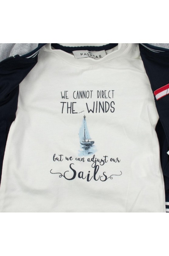 Σετ μπουφάν, μπλουζάκι και παντελόνι για μικρό αγόρι Hashtag 254626 γκρι -μπλε