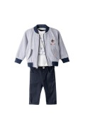 Σετ μπουφάν, μπλουζάκι και παντελόνι για μικρό αγόρι Hashtag 254626 γκρι -μπλε