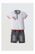 Σετ μπλούζα polo και βερμούδα  για μικρό αγόρι Hashtag 254808  γκρι