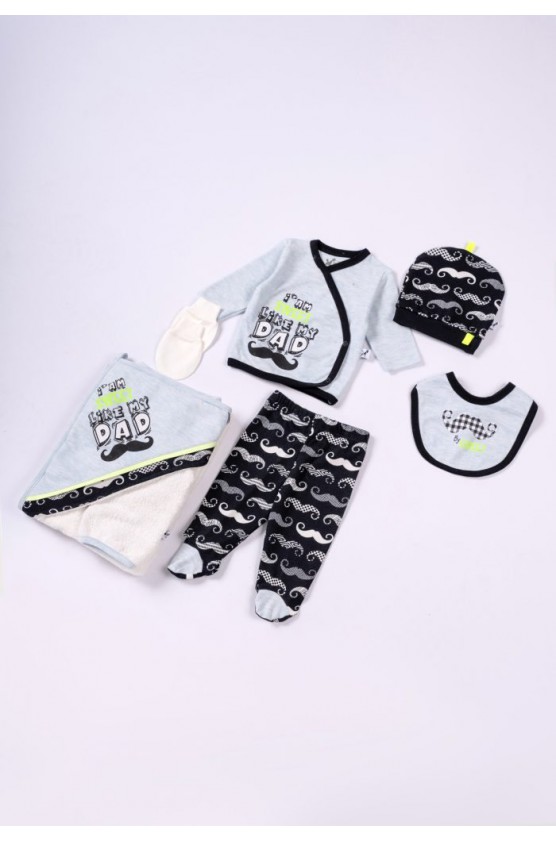Βρεφικό Σετ 7τμχ για μωρό αγόρι Hashtag ΜΙ42 γαλάζιο-μαύρο