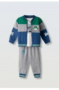 Σετ φόρμας με ζακέτα για μικρό αγόρι Hashtag 254608 μπλε-γκρι- πράσινο