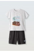 Σετ μπλούζα με βερμούδα για μικρό αγόρι Hashtag 254823 λευκό-ανθρακί