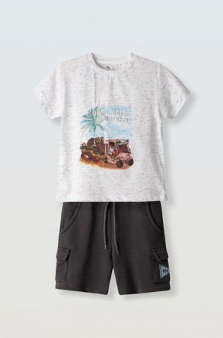 Σετ μπλούζα με βερμούδα για μικρό αγόρι Hashtag 254823 λευκό-ανθρακί