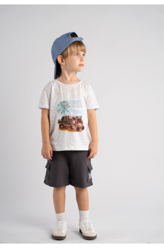 Σετ μπλούζα με βερμούδα για μικρό αγόρι Hashtag 254823 λευκό-ανθρακί