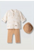 Σετ πουκάμισο και παντελόνι  για μικρό αγόρι Hashtag 266600 εκρού- ταμπά