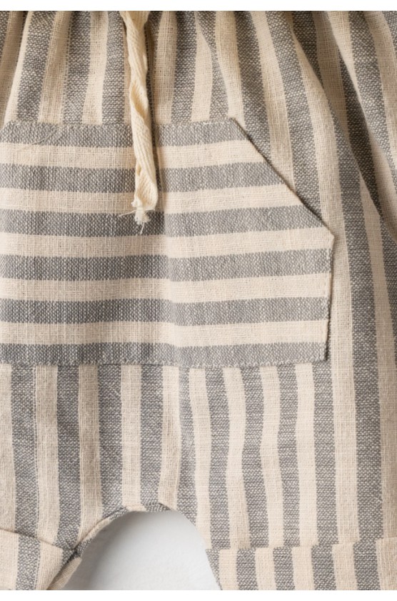 Σετ μπλούζα,  βερμούδα και καπέλο για μικρό αγόρι Hashtag 266602  εκρού-γκρι