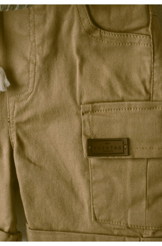 Σετ  πουκάμισο , μπλούζα και  βερμούδα  για μικρό αγόρι Hashtag 266603 μπεζ-χακί