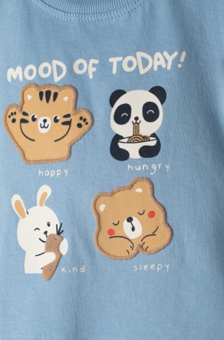 Σετ μπλούζα,  βερμούδα και καπέλο για μικρό αγόρι Hashtag 266612 γαλάζιο-μπεζ