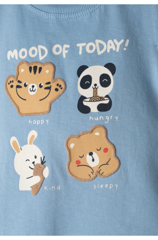 Σετ μπλούζα,  βερμούδα και καπέλο για μικρό αγόρι Hashtag 266612 γαλάζιο-μπεζ