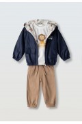 Σετ  μπουφάν ,  παντελόνι και μπλουζάκι για μικρό αγόρι Hashtag 266613 μπλε -κάμελ