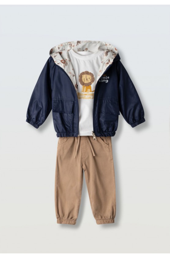 Σετ  μπουφάν ,  παντελόνι και μπλουζάκι για μικρό αγόρι Hashtag 266613 μπλε -κάμελ