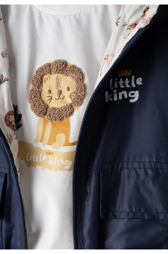 Σετ  μπουφάν ,  παντελόνι και μπλουζάκι για μικρό αγόρι Hashtag 266613 μπλε -κάμελ